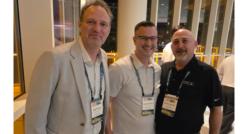 Sean Murray (L), Stephen Fishbein, and Shawn Werbitt gather at the welcome reception.